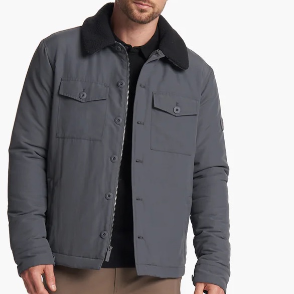 Like New: Vuori Monterey Insulated Men Jacket Soft Sherpa Collar Charcoal Small